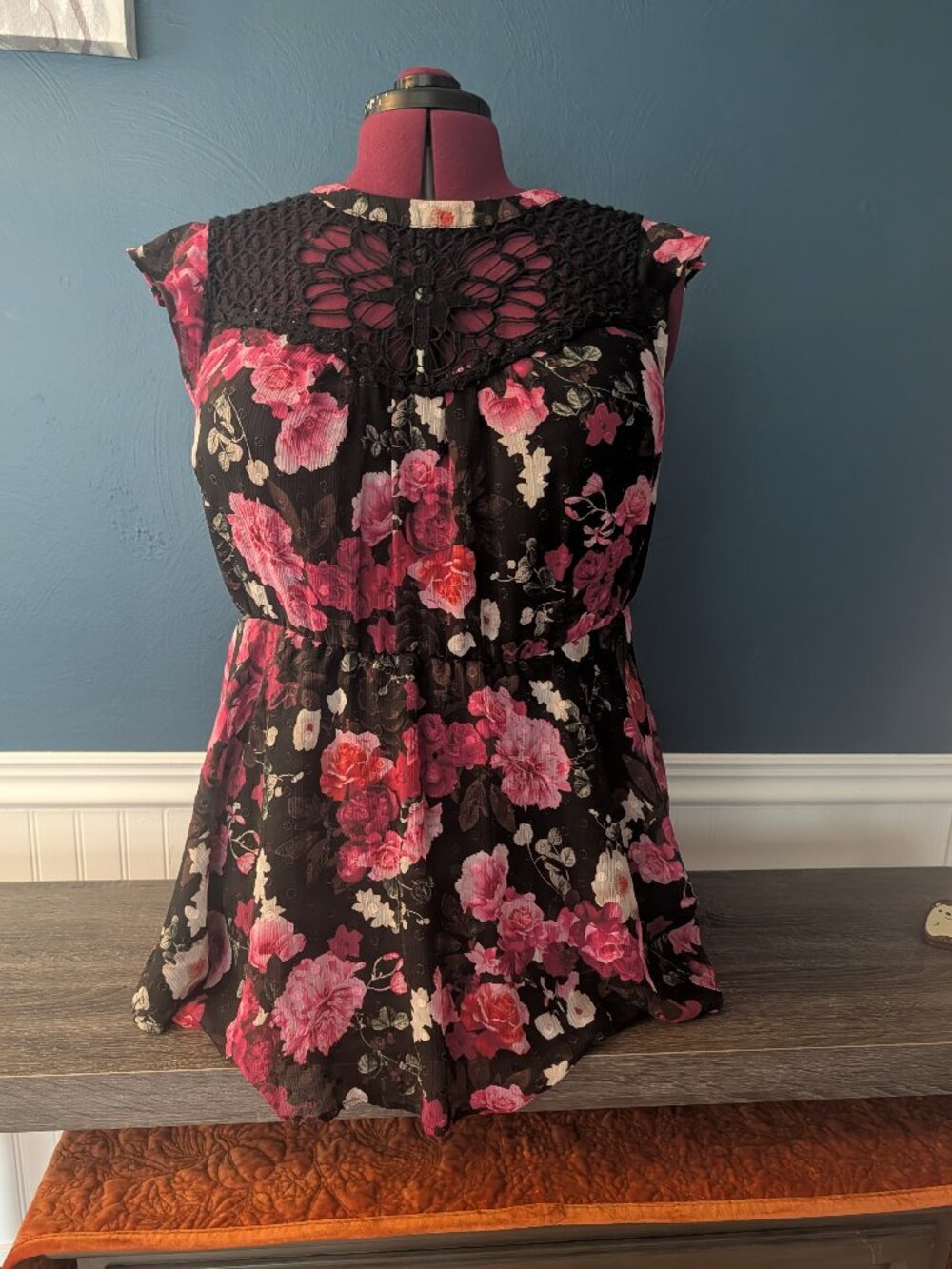 Torrid Black floral top. Size 2